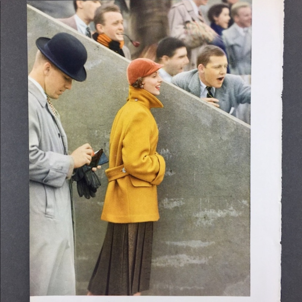 ! 1 Page/2 Sides from 1951 VTG Photography Book, Model in Stadium, Seated Model